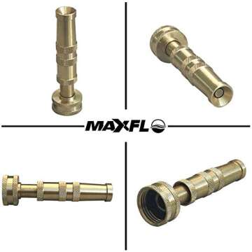 High Pressure Hose Nozzle Heavy Duty | Brass Water Hose Nozzles for Garden Hoses | Adjustable Functi...