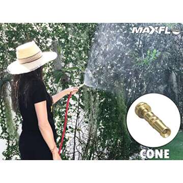 High Pressure Hose Nozzle Heavy Duty | Brass Water Hose Nozzles for Garden Hoses | Adjustable Function | Fits Standard Hoses, Garden Sprayer, Spray Nozzle, Power Washer Nozzle