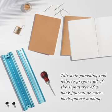 Bookbinding Hole Punching Kit, Complete Set with Awl, Cradle, Aluminum Alloy, Self-Locking Design fo...