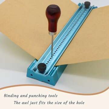Bookbinding Hole Punching Kit, Complete Set with Awl, Cradle, Aluminum Alloy, Self-Locking Design for DIY Crafts, Notebooks, Journals, Planners