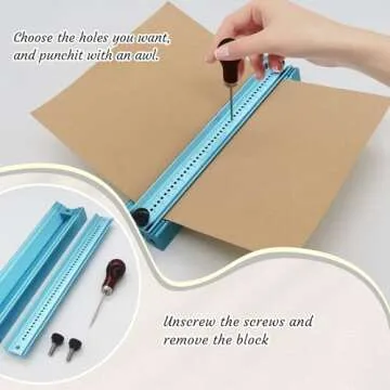 Bookbinding Hole Punching Kit, Complete Set with Awl, Cradle, Aluminum Alloy, Self-Locking Design for DIY Crafts, Notebooks, Journals, Planners