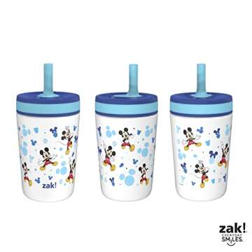 Zak Designs Disney Kelso Toddler Cups For Travel or At Home, 12oz Vacuum Insulated Stainless Steel Sippy Cup With Leak-Proof Design is Perfect For Kids (Mickey Mouse)