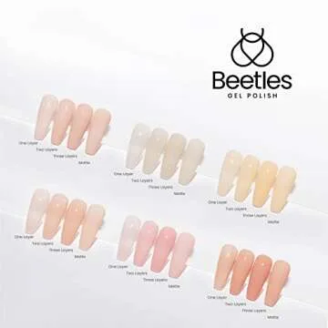 beetles Gel Polish 6 Colors Transparent Jelly Sheer Pink Nude Kit Libra Collection Soak off UV Nail ...