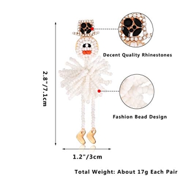 Christmas Earrings Xmas Snowman Dangle Earrings Boho Statement Beaded Snowman Drop Earrings Winter Holiday Jewelry for Women (Snowman)