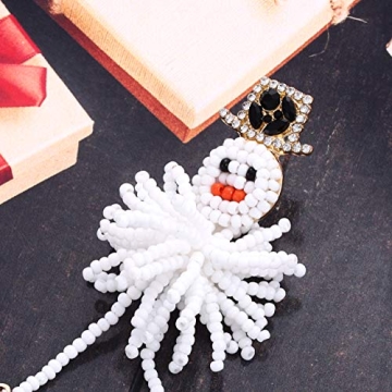 Christmas Earrings Xmas Snowman Dangle Earrings Boho Statement Beaded Snowman Drop Earrings Winter Holiday Jewelry for Women (Snowman)