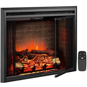 PuraFlame Klaus Electric Fireplace Insert - Realistic Flames and Heat
