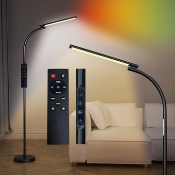 LED Floor Lamp with Remote Control, Adjustable Brightness & RGB Lighting