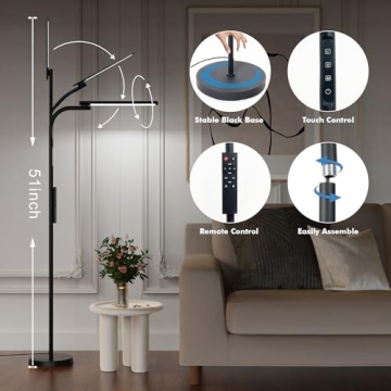 Adjustable LED Floor Lamp with RGB Colors and Remote