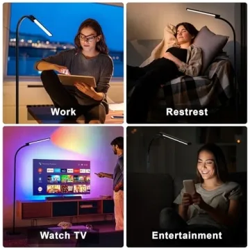 Adjustable LED Floor Lamp with RGB Colors and Remote