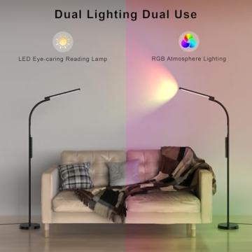 Adjustable LED Floor Lamp with RGB Colors and Remote