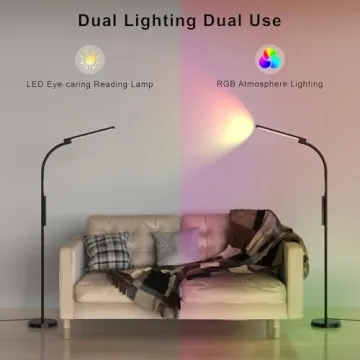 Adjustable LED Floor Lamp with RGB Colors and Remote