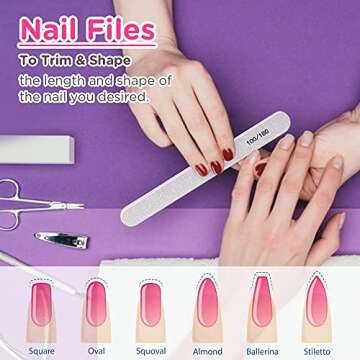 Nail Files and Buffer, TsMADDTs Professional Manicure Tools Kit Rectangular Art Care Buffer Block Tools 100 180 Grit 12PCS(White)