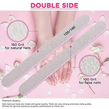 Nail Files and Buffer, TsMADDTs Professional Manicure Tools Kit Rectangular Art Care Buffer Block Tools 100 180 Grit 12PCS(White)