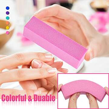 Nail Files and Buffer, TsMADDTs Professional Manicure Tools Kit Rectangular Art Care Buffer Block Tools 100 180 Grit 12PCS(White)