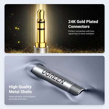 UGREEN 3.5mm Audio Cable Nylon Braided Aux Cord Male to Male Stereo Hi-Fi Sound for Headphones Car H...