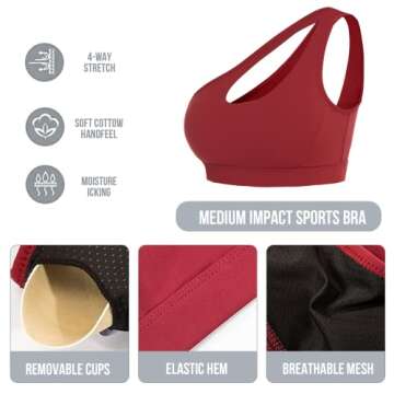 JOJOANS One Shoulder Sports Bra for Women with Support