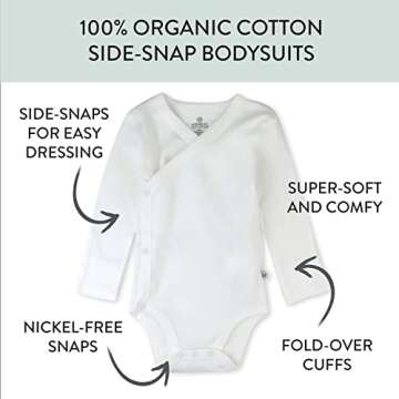HonestBaby Baby Boys 3-pack Organic Cotton Long Sleeve Side-snap Kimono Bodysuits And Toddler T-Shirt Set, Honestly Pure White, Newborn US