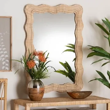 Bali & Pari Hasana Rattan Accent Wall Mirror for Home Decor