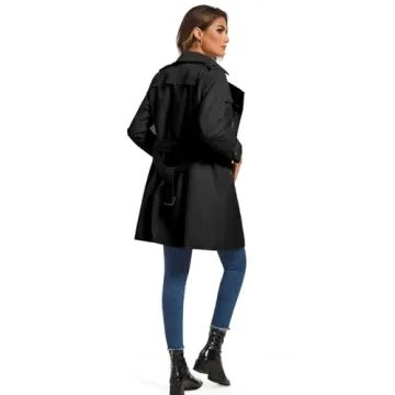 FARVALUE Double Breasted Women's Trench Coat Stylish & Versatile