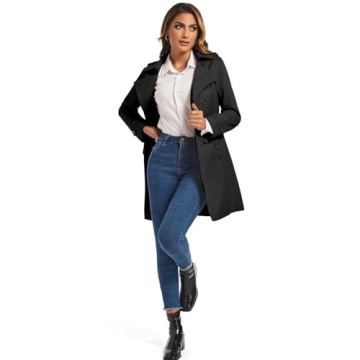 FARVALUE Double Breasted Women's Trench Coat Stylish & Versatile