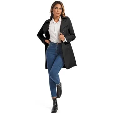 FARVALUE Double Breasted Women's Trench Coat Stylish & Versatile
