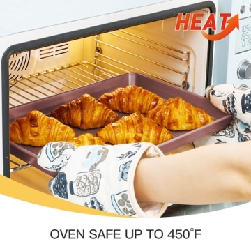 HONGBAKE Nonstick Cookie Sheet Set with Diamond Texture