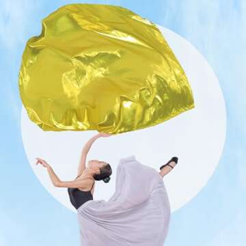 Wuchieal 55" Praise Dance Worship Flags with Flexible Rods Semicircle Worship Angel Wing Flag for Dance Church 2 pieces Gold