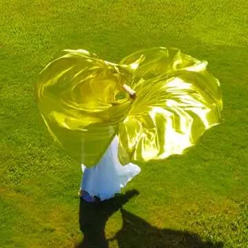 Wuchieal 55" Praise Dance Worship Flags with Flexible Rods Semicircle Worship Angel Wing Flag for Dance Church 2 pieces Gold