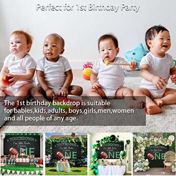 Crefelimas Touchdown One Birthday Backdrop Our Little Rookie is Turning One Football 1st Birthday Background Sports Baby Decorations Copper Grommets Banner