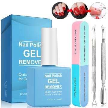 Quick Gel Nail Polish Remover with Nail Buffer & Pusher - Easy 3-5 Minute Use