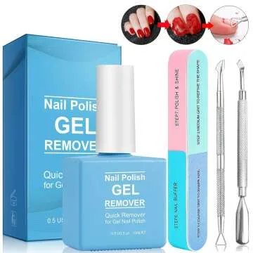 Quick Gel Nail Polish Remover with Nail Buffer & Pusher - Easy 3-5 Minute Use