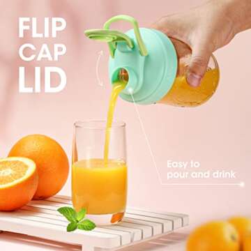 Aieve Mason Jar Lids, 4 Pack Wide Mouth Mason Jar Pour Spout Lid, Canning Lids with Flip Top Lid, Le...