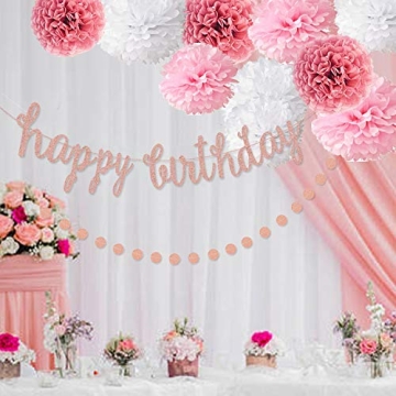 OuMuaMua Pink Rose Gold Birthday Party Decorations Set for Unforgettable Celebrations