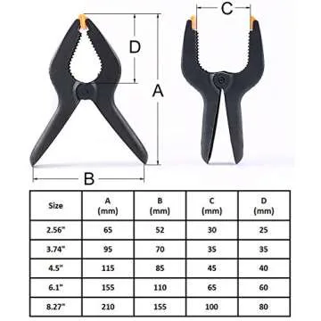 10 Pieces 2.56 Inch Small Photography Backdrop Clips Photography A Clips Woodworking Clamp Photography Backdrop Support Spring Clamp for Muslin Canvas Paper Photo Studio Backdrops Background, Black