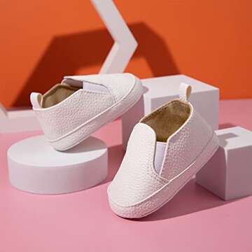 Meckior Infant Baby Girls Boys Canvas Shoes Soft Sole Toddler Slip-On Crib Moccasins Casual Sneaker Austin Boy's Flat Lazy Loafers First Walkers Shoe A/White