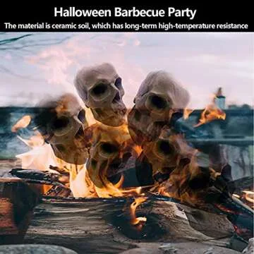 YLTPAJK Imitated Human Skull Gas Log, Reusable Ceramic Human Skull, Fire Pits Halloween Decor Skull Charcoal, Fireproof Campfire Decor, for Bonfires, 5.9 inch TIMYAZZK