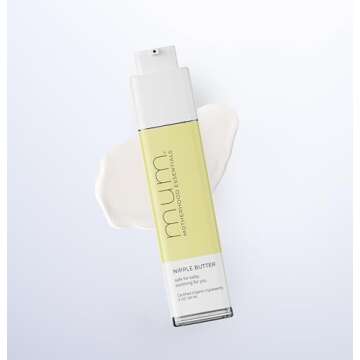 Mum Motherhood Essentials Premium Organic Nipple Butter (2oz), Lanolin Free, Nourishing Nipple Cream, USDA Organic, Non GMO, Safe Nipple Cream Breastfeeding, Pump Lubricant, Breastfeeding Essential