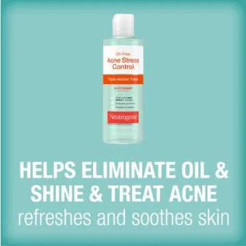 Neutrogena Oil-Free Acne-Fighting Stress Control Triple-Action Facial Toner, Soothing and Refreshing Toner with Salicylic Acid Acne Medicine, Green Tea, and Cucumber Extract, 8 fl. oz ( Pack of 4)