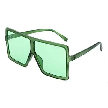 W&Y YING Large Square Oversized Sunglasses for Women Baddie Big Shield Stylish Men (Green)