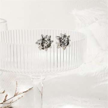 QLUYCKW Crystal Christmas Earrings Cute Handmade Sparkly Snowflake Snowman Red Green Tree Star Statement Dangle Drop Earrings Winter Holiday Jewelry for Women Xmas (Silver Christmas Bow)