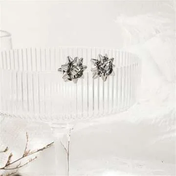 QLUYCKW Crystal Christmas Earrings Cute Handmade Sparkly Snowflake Snowman Red Green Tree Star Statement Dangle Drop Earrings Winter Holiday Jewelry for Women Xmas (Silver Christmas Bow)