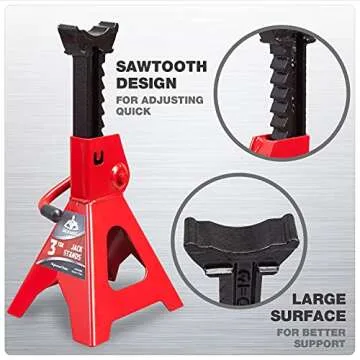 Jack Boss 3 Ton Adjustable Jack Stands for Cars