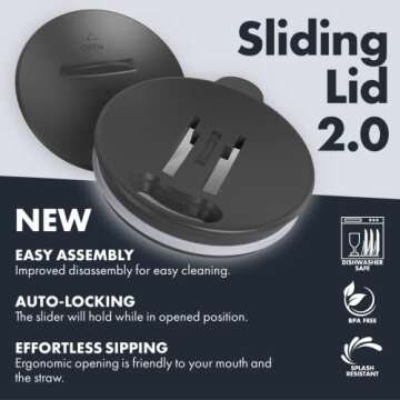 GRANDTIES Insulated Coffee Mug with Handle - Sliding Lid for Splash-Proof 16 oz Wine Glass Shape Thermos Tumbler with Double Walled Vacuum Stainless Steel to Keeps Beverages Hot or Cold - Cobalt Blue