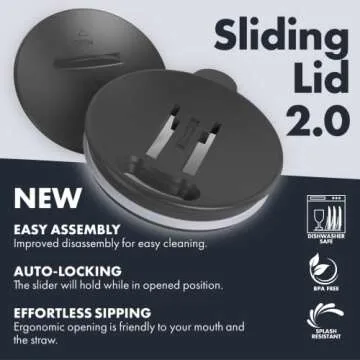 GRANDTIES Insulated Coffee Mug with Handle - Sliding Lid for Splash-Proof 16 oz Wine Glass Shape Thermos Tumbler with Double Walled Vacuum Stainless Steel to Keeps Beverages Hot or Cold - Cobalt Blue