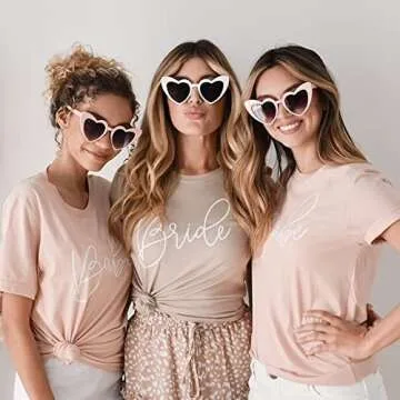 Lorcolais Bachelorette Party Favors Heart Shape Sunglasses,Retro Cat Eye Sunglasses Bridesmaid Propo...
