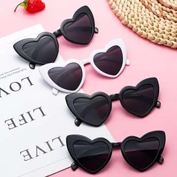Lorcolais Bachelorette Party Favors Heart Shape Sunglasses,Retro Cat Eye Sunglasses Bridesmaid Proposal Gifts for Women Party Wedding Eyewear(Black-12 Pack)