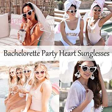Lorcolais Bachelorette Party Favors Heart Shape Sunglasses,Retro Cat Eye Sunglasses Bridesmaid Proposal Gifts for Women Party Wedding Eyewear(Black-12 Pack)