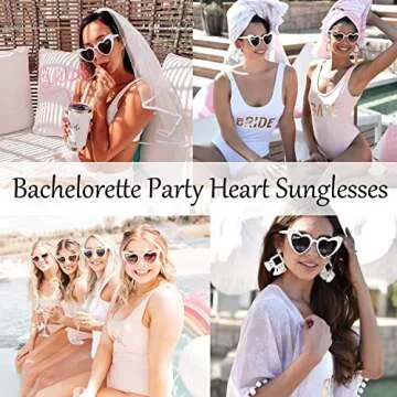 Lorcolais Bachelorette Party Favors Heart Shape Sunglasses,Retro Cat Eye Sunglasses Bridesmaid Proposal Gifts for Women Party Wedding Eyewear(Black-12 Pack)