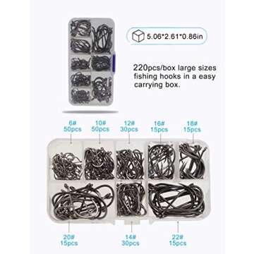 Beoccudo Fishing Hooks Freshwater Saltwater Fishing Gear Fishing Tackle Large Size Set, Worm Soft Ba...