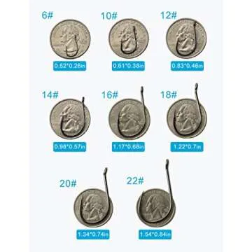 Beoccudo Fishing Hooks Freshwater Saltwater Fishing Gear Fishing Tackle Large Size Set, Worm Soft Bait Jig Fishhooks, Size 22 20 18 16 14 12 10 6